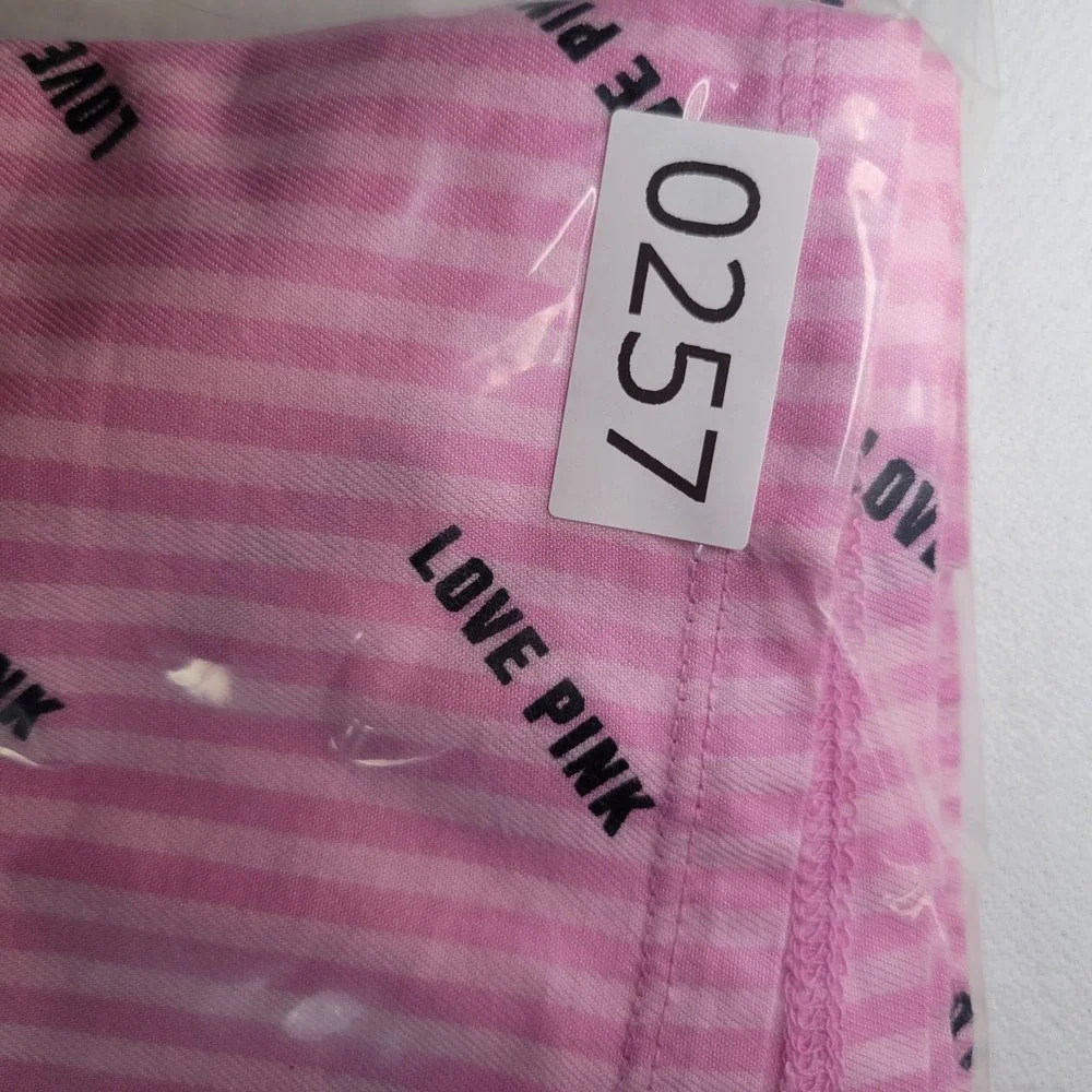 PINK Victoria's Secret Womens Pink Striped Logo Boxer Pajama‎ Shorts Size M